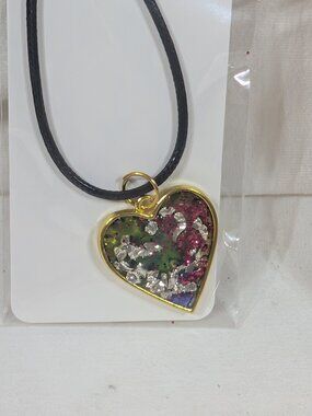 Heart Stained Glass Multicolored Necklace